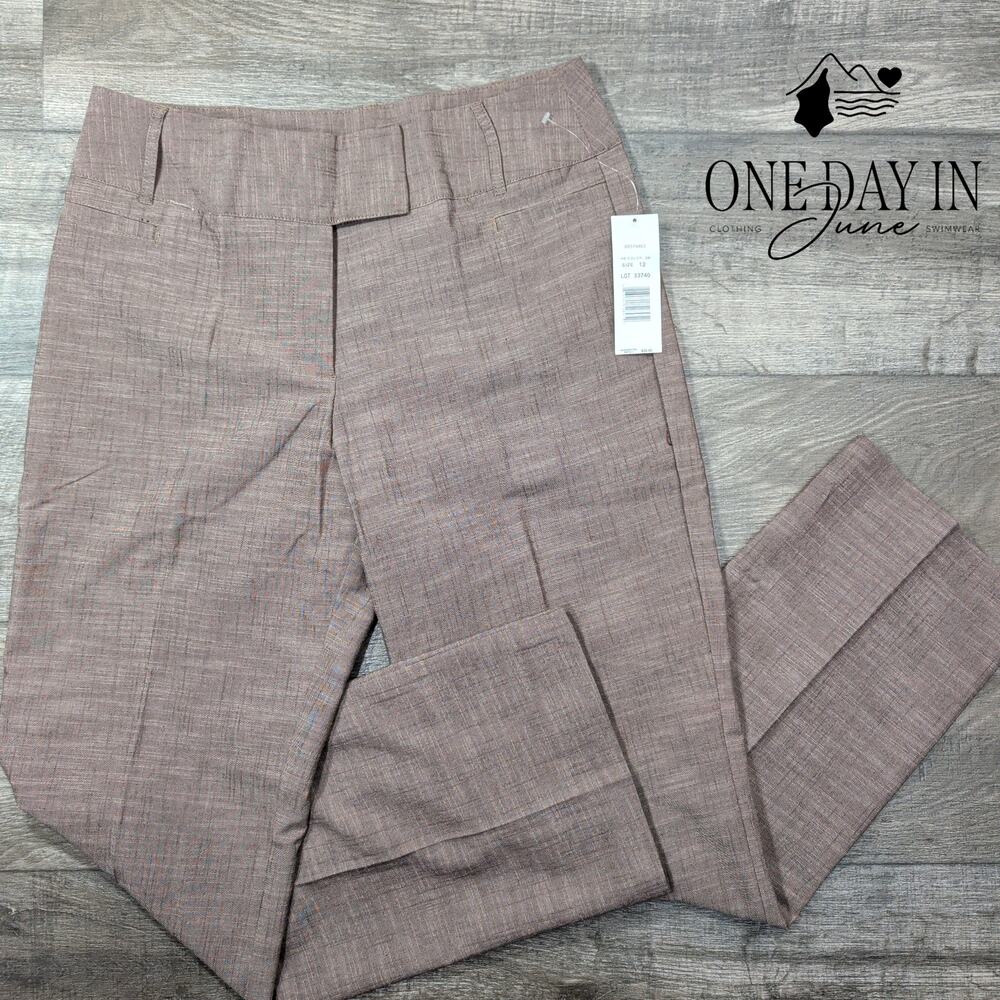 harve' benard Straight Leg Dress Pants Brown Taupe Career Trousers NWT Size 12
